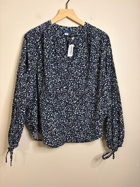Women’s Old Navy Oversized Ditsy-Floral Corduroy top navy blue size M Tall NWT